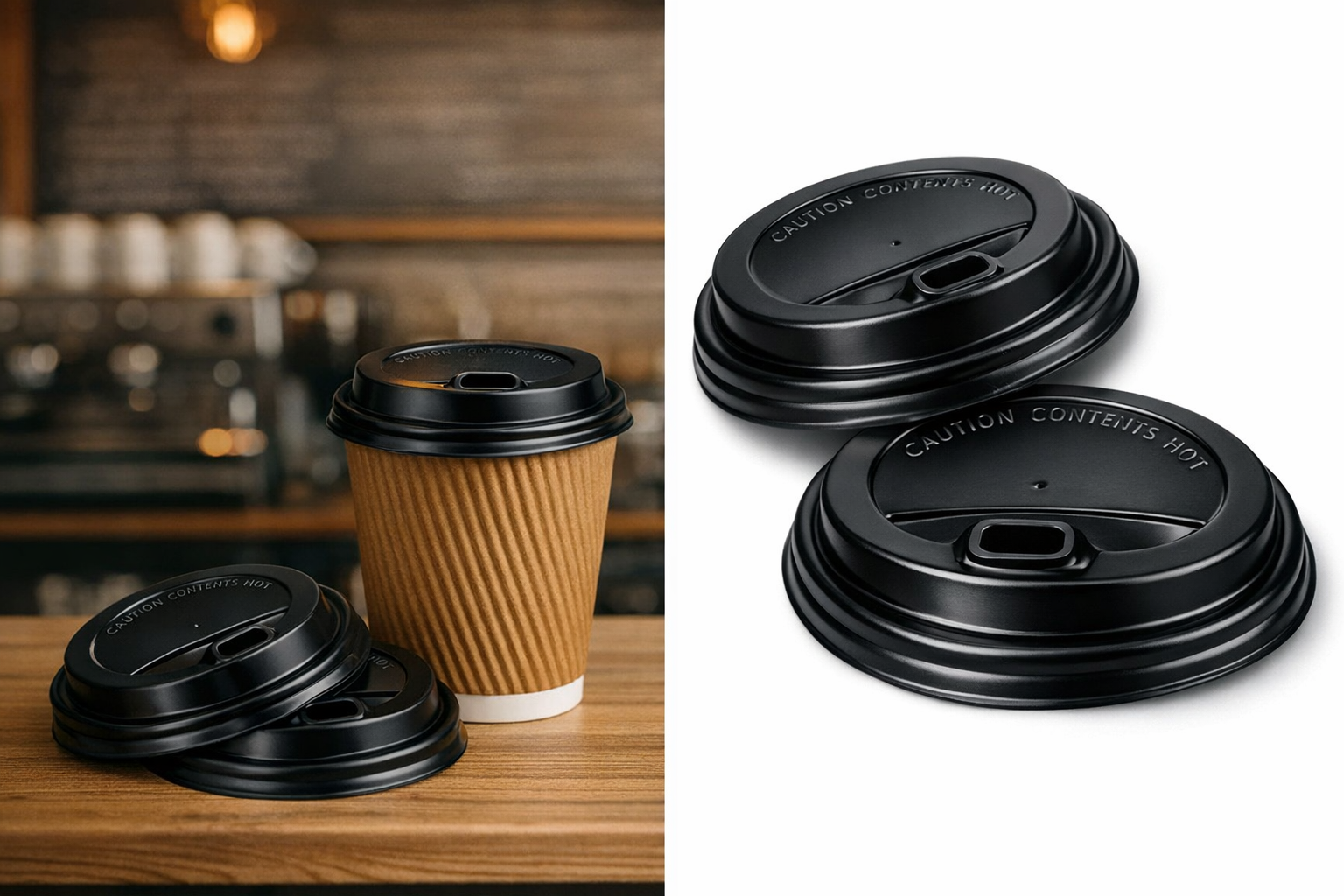 Black Sip Lids for 350ml Ripple Kraft Cups | Box of 1000