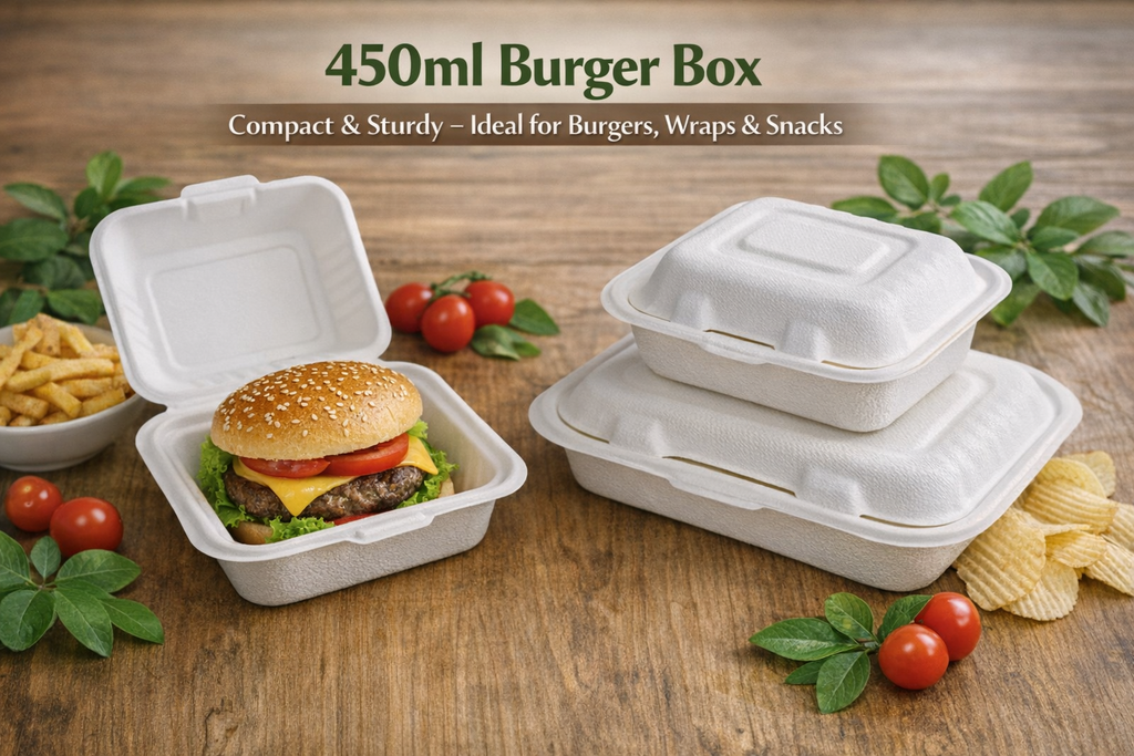 EcoServe™ Biodegradable Packaging 600 ml Burger Box|500 in a Box
