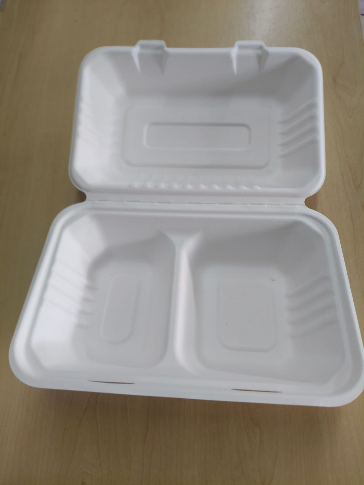 EcoServe™ Biodegradable Packaging1000 ml Meal Box (with 2 Division) | 250 in a Box