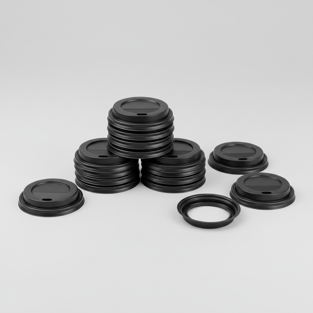 Black Sip Lids for Ripple Kraft Cups