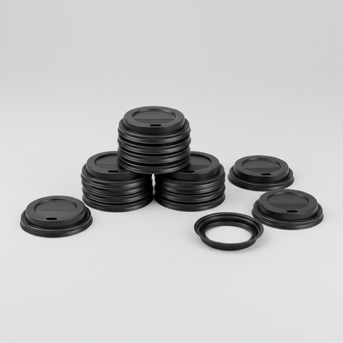Black Sip Lids for Ripple Kraft Cups