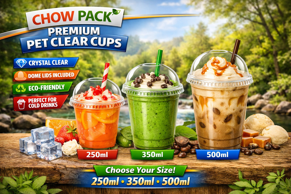 PET Cups with Dome Lid 500ML (1000 cups)
